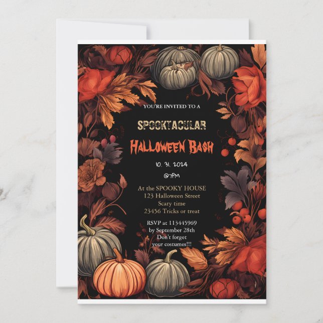 Invitación Calabaza Cuta Boo Fantasma Halloween (Anverso)