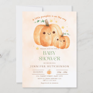Invitación Calabaza Cuta En El Camino A Caer Baby Shower