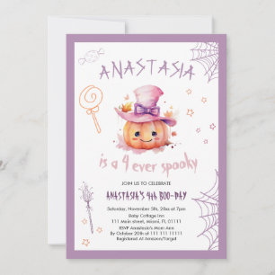 Invitación Calabaza Cute Halloween Bebé Niña 4º cumpleaños