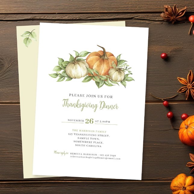 Invitación Calabaza de Acción de Gracias deja la cena (Subido por el creador)