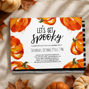 Invitación Calabaza de Acuarela ¡Vamos a Asustarnos Halloween