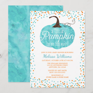 Invitación Calabaza de agua Confetti Fall Boy Baby Shower