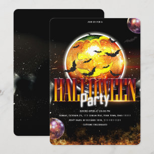 Invitación Calabaza de Bola de Disco Espeluznante Halloween