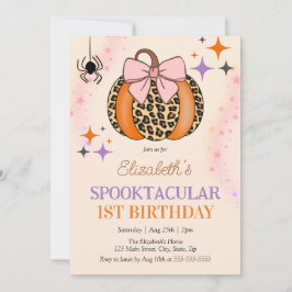 Invitación Calabaza de Bow Rosada Spooktacular Halloween Cump
