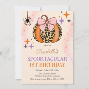 Invitación Calabaza de Bow Rosada Spooktacular Halloween Cump