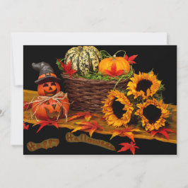 Invitación Calabaza de brujas y girasoles