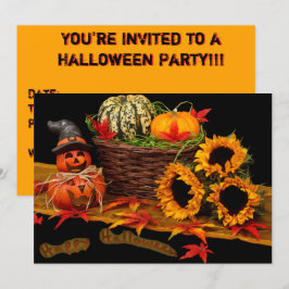Invitación Calabaza de brujas y girasoles