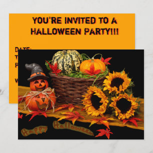 Invitación Calabaza de brujas y girasoles
