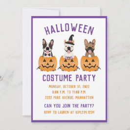 Invitación Calabaza de Bulldoges franceses Fiesta de disfrace