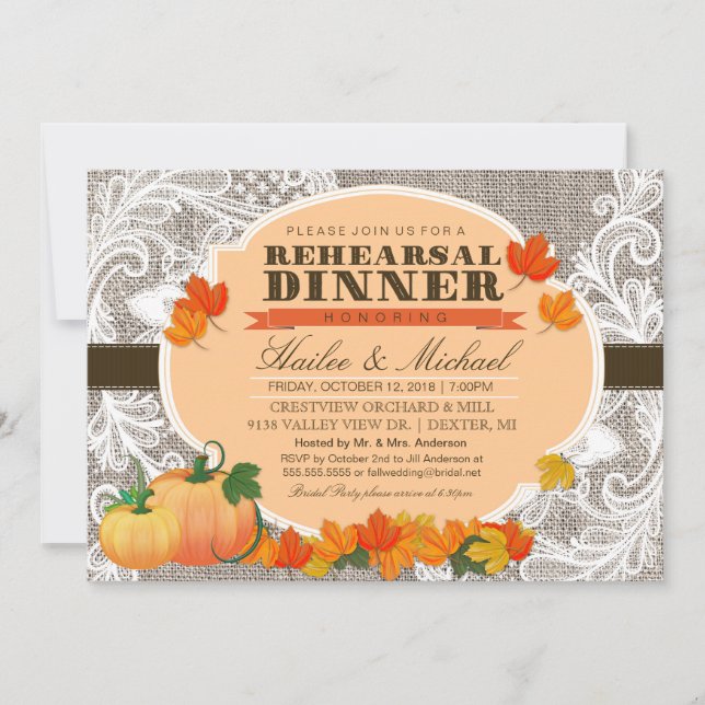 Invitación Calabaza de calabaza de caracol y encaje Sale de l (Anverso)