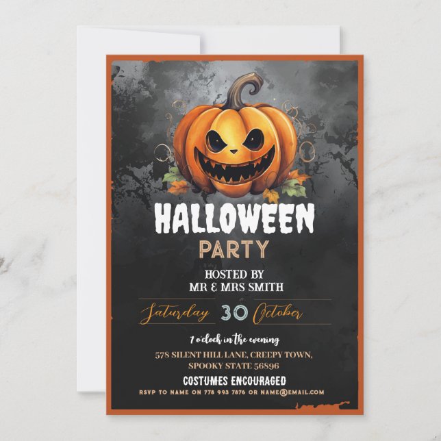 Invitación Calabaza de calabaza de la fiesta de Halloween Hor (Anverso)