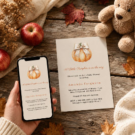 Invitación Calabaza de camino otoño lazo beige Baby Shower