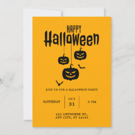 Invitación Calabaza De Cara Asustada Y Fiesta De Halloween Co