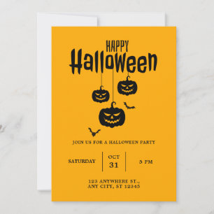 Invitación Calabaza De Cara Asustada Y Fiesta De Halloween Co