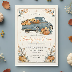Invitación Calabaza de Cena de Acción de Gracias Rústica