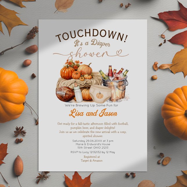 Invitación Calabaza de cerveza y calabaza de fútbol Cae Ducha (Subido por el creador)
