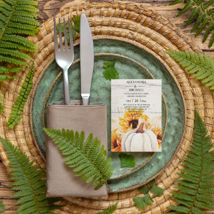 Invitación Calabaza de color de agua de madera blanca rusa gi