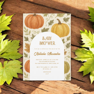 Invitación Calabaza de color de agua otoño otoño Floral Baby 