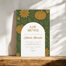 Invitación Calabaza de color de agua otoño otoño Floral Baby
