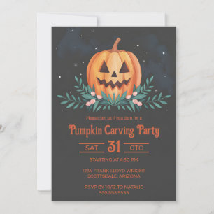 Invitación Calabaza de color de agua rusa Fiesta tallador Hal