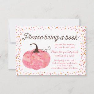 Invitación Calabaza de color rosa Baby Shower trae un libro