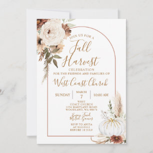 Invitación Calabaza de cosecha otoño boho, Comunidad de fiest