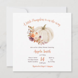 Invitación Calabaza de crema blanca Rustic Floral Baby Shower