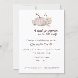 Invitación calabaza de crema rústica acuarela