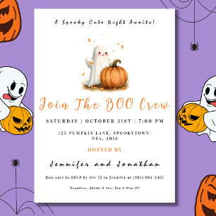 Invitación Calabaza de Fantasma Adorable Halloween