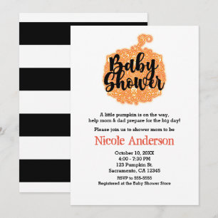 Invitación Calabaza de filigrana naranja Elegante Baby Shower