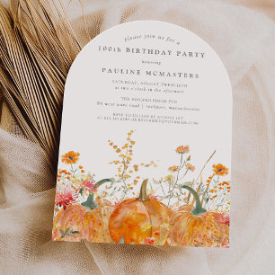 Invitación Calabaza de flor silvestre de acuarela de cumpleañ
