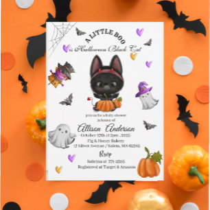 Invitación Calabaza de gato negro hollowe Pequeño bebé