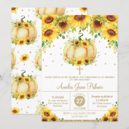 Invitación Calabaza de girasol bautizo bautismo primer cumple