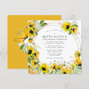 Invitación Calabaza de girasol Otoño Otoño 100 cumpleaños