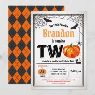 Invitación Calabaza de Halloween 2ª fiesta de cumpleaños rúst