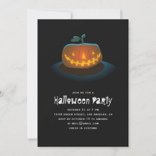 Invitación Calabaza de Halloween   Black Spooky Jack O Lanter