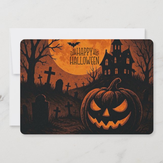 Invitación Calabaza de Halloween clásica, vintage (Anverso)