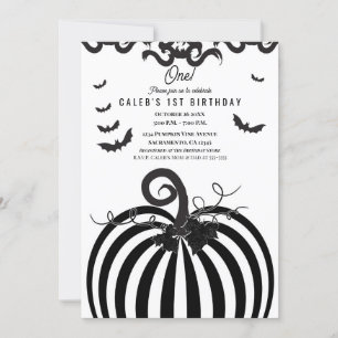 Invitación Calabaza de Halloween de cumpleaños número uno en