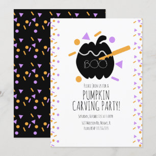 Invitación Calabaza de Halloween de decoración con confeti de