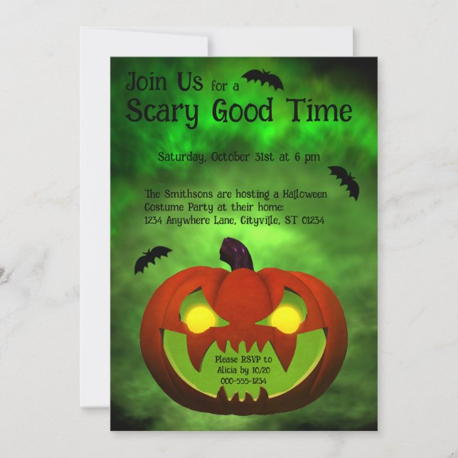 Invitación Calabaza de Halloween de mal gusto (Anverso)