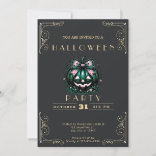 Invitación Calabaza de Halloween de pizarra negra y dorada