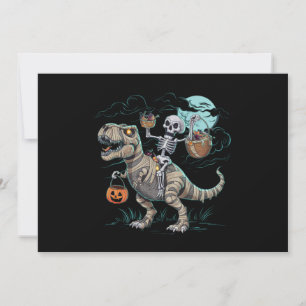 Invitación Calabaza de Halloween de T rex de dinosaurio monta