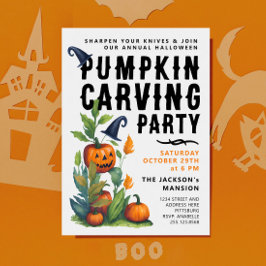 Invitación Calabaza de Halloween espeluznante Fiesta de Talla