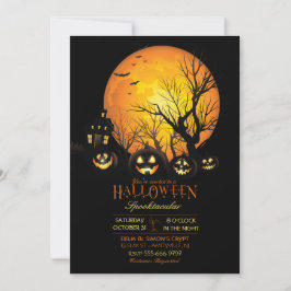 Invitación Calabaza de Halloween espeluznante luna llena oscu
