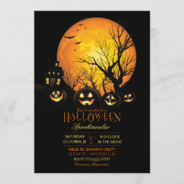 Invitación Calabaza de Halloween espeluznante luna llena oscu