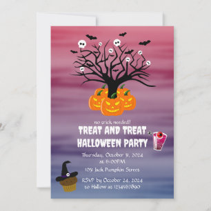 Invitación Calabaza de Halloween Jack del Árbol Muerto de los