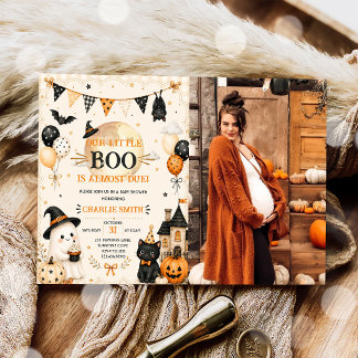 Invitación Calabaza de Halloween Little Boo Fiesta de Bebé Fo