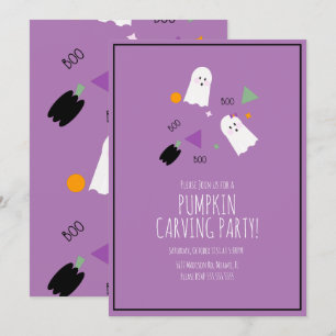 Invitación Calabaza de Halloween muy linda confeti de fantasm