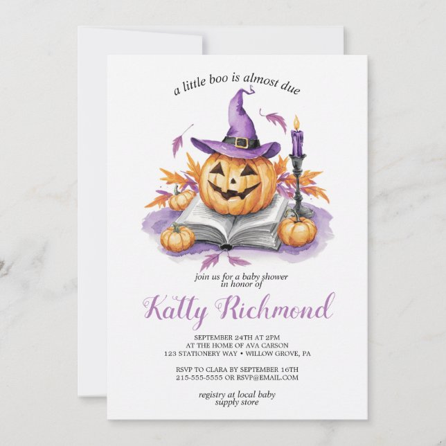 Invitación Calabaza de Halloween Pequeña Bola de la ducha de  (Anverso)