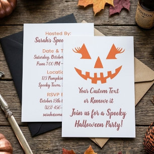 Invitación Calabaza de Halloween personalizada femenina Jack 